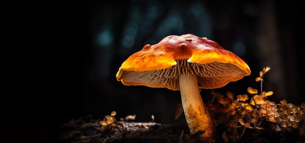 Un champignon avec un chapeau rouge et un chapeau jaune