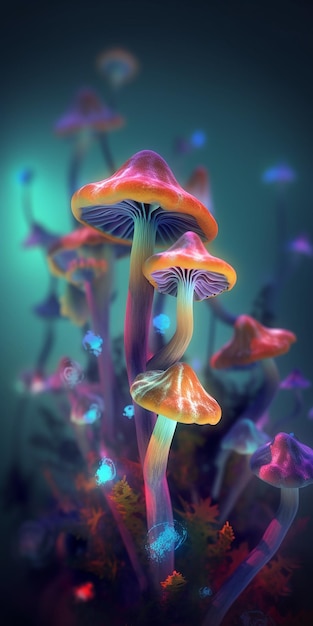 Un champignon coloré en bleu