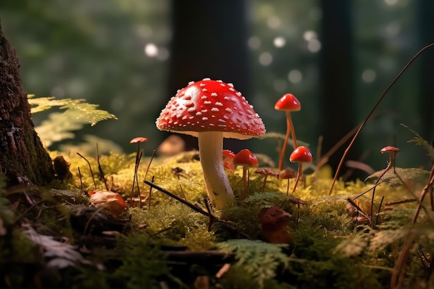 Un champignon dans la forêt avec le mot champignon dessus