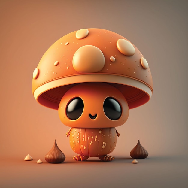 Un champignon de dessin animé avec un visage qui dit " j'aime les champignons "