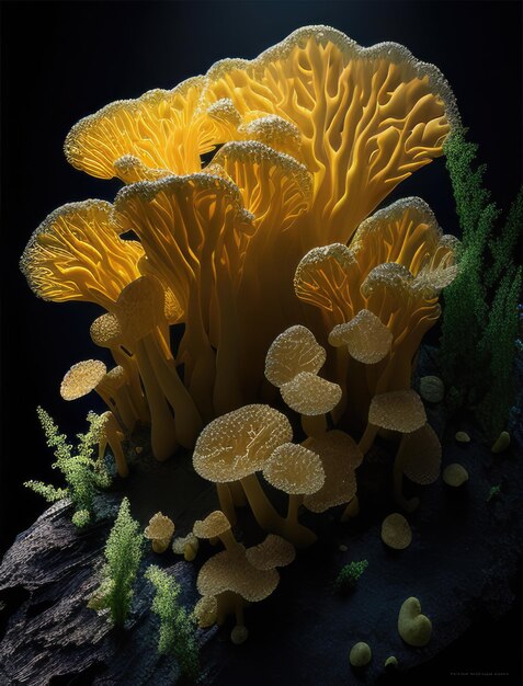 Champignon futuriste dans la forêt