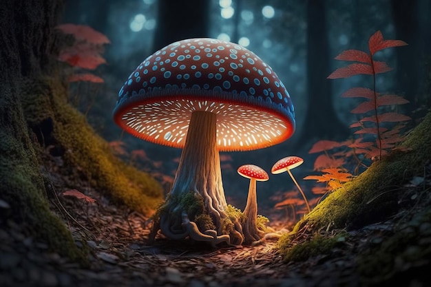 Champignon magique dans la forêt