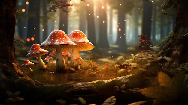 Photo champignon magique dans la forêt