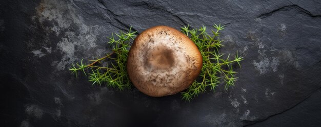 Champignon sur la pierre noire génératif ai