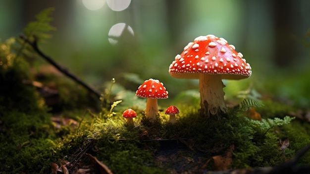 Un champignon avec des taches blanches dessus et des taches rouges sur le dessous.