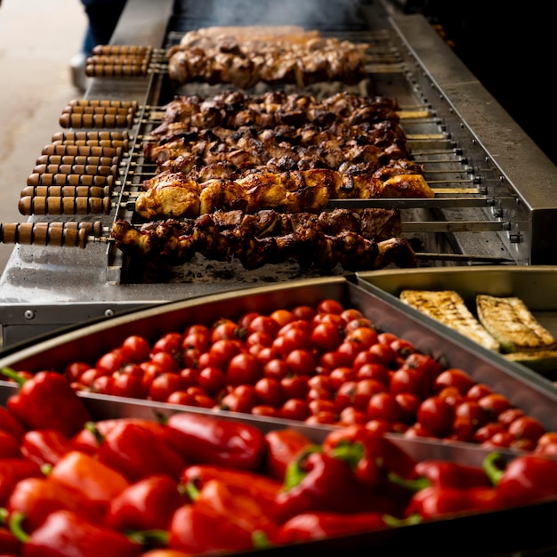 Champignons au four avec légumes grillés