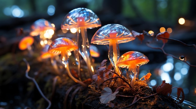 Photo champignons bioluminescents de fond