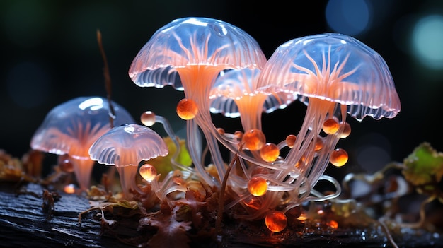 Photo champignons bioluminescents de fond