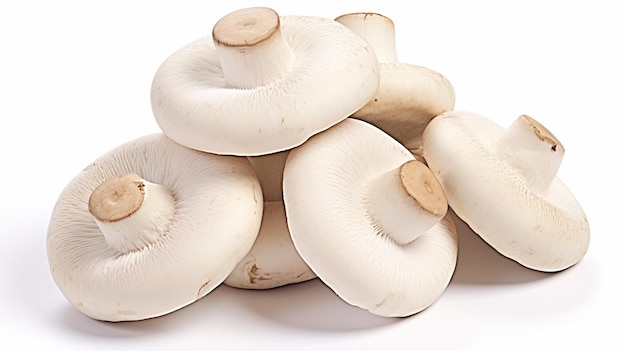 Champignons blancs champignons isolés sur fond blanc AI Génératif