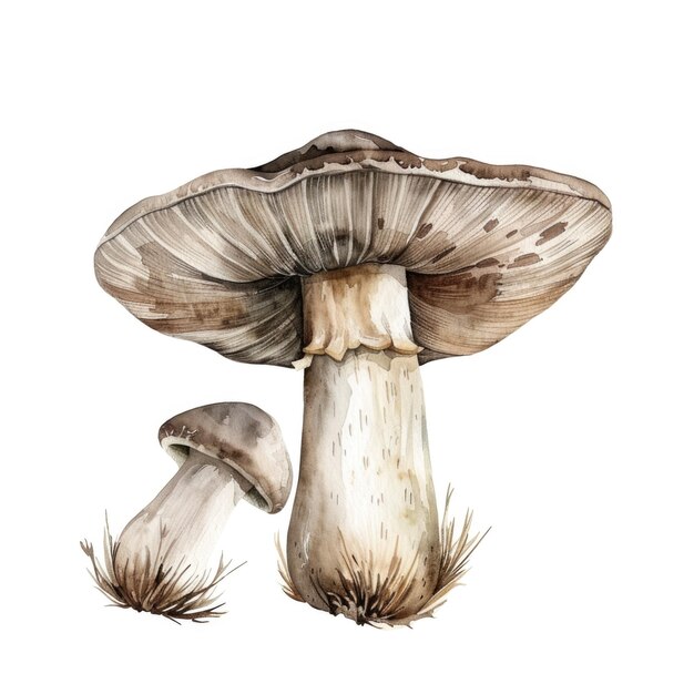 champignons capturés à l'aquarelle