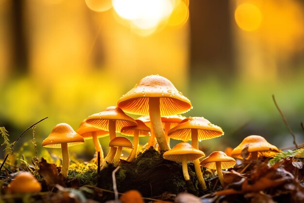 Champignons dans la forêt d'automne