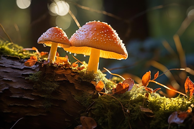 Champignons dans la forêt d'automne