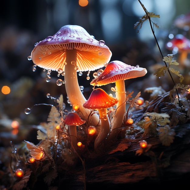 Des champignons dans la forêt, de beaux champignons rouges dans la forêts.