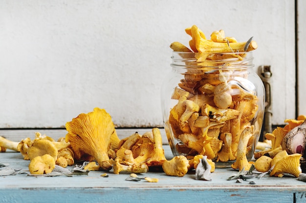 Champignons de girolles crues crues