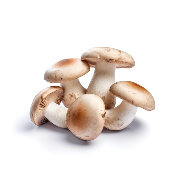 Champignons isolés sur fond blanc AI générative