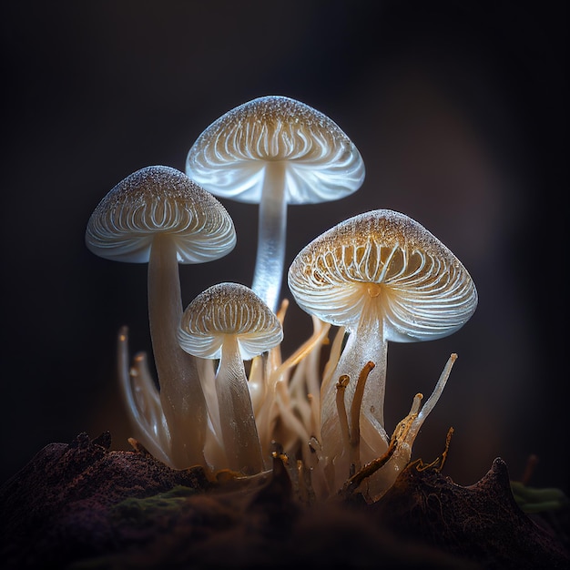 Champignons lumineux AI générative