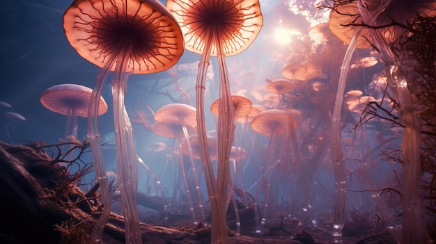 Photo des champignons magiques dans la forêt