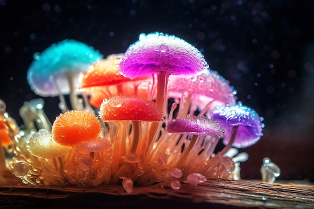 champignons multicolores