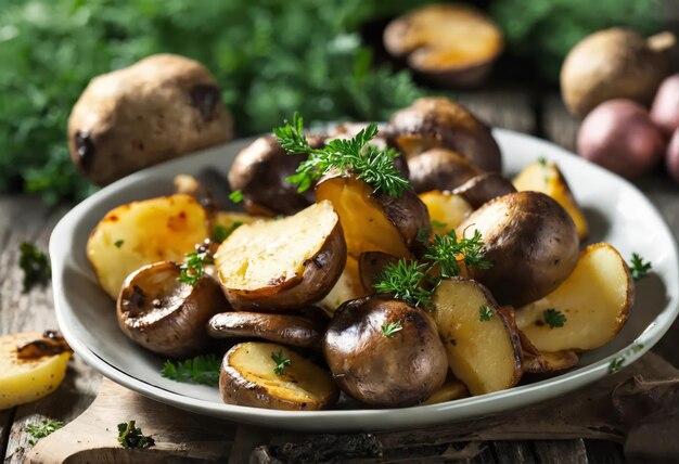 Des champignons porcini frits avec des pommes de terre