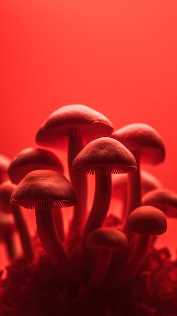 Champignons rouges sur fond rouge