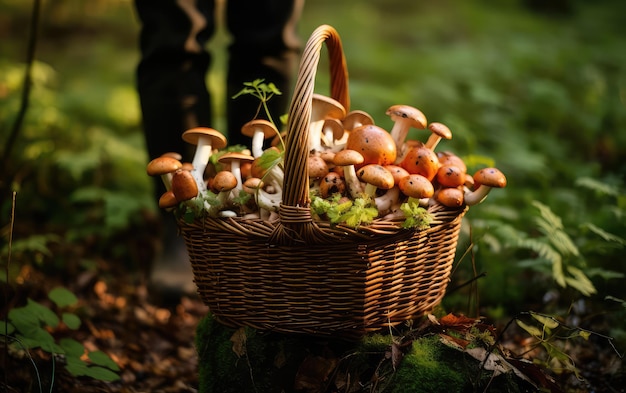 Champignons sauvages récoltés à la main