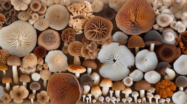 Champignons sur une table dans une boîte