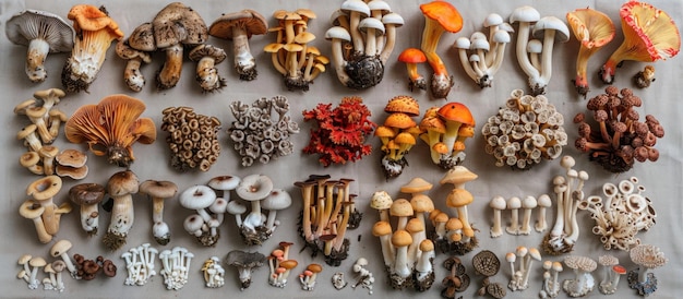 Photo des champignons variés sur la table