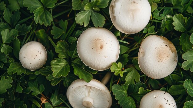 Photo les champignons vue de haut