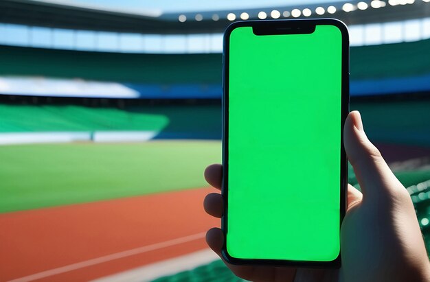 Le championnat de sport des personnes tenant la main GreenScreen Chroma Key Smartphone Grand sport