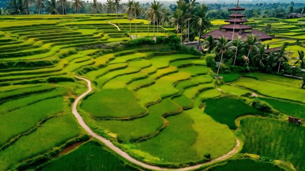 Des champs à Bali sont photographiés à partir d'un drone