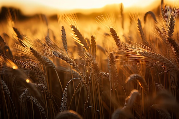 Les champs de blé doré au coucher du soleil Image générée par la technologie AI