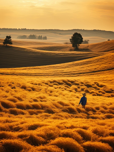 Des champs dorés pendant la saison de la moisson