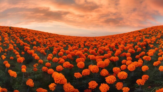 Des champs de fleurs d'orange