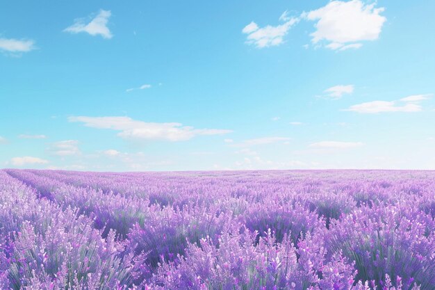 Photo des champs de lavande s'étendant jusqu'à l'horizon sous