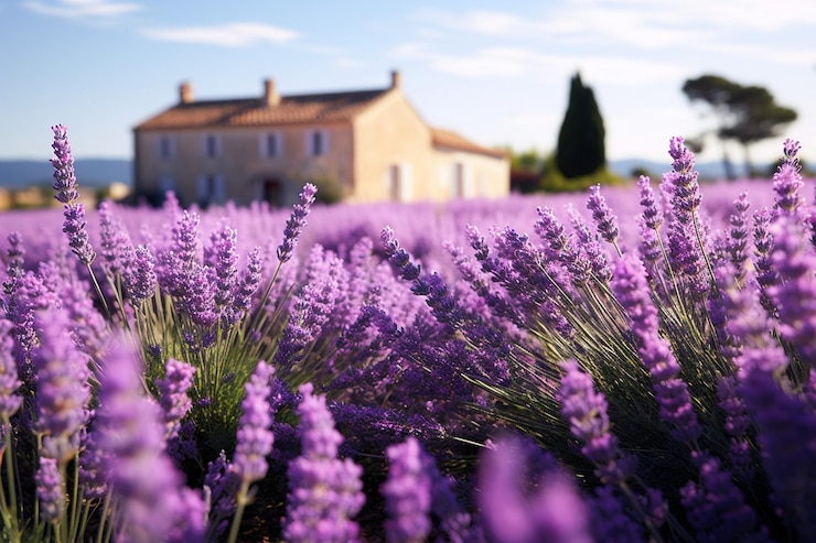 Photo des champs de lavande vibrants se balançant dans la brise