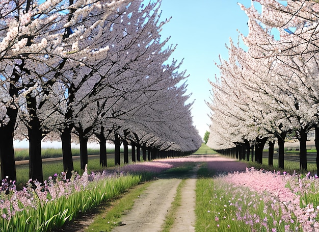 Champs de printemps et allée