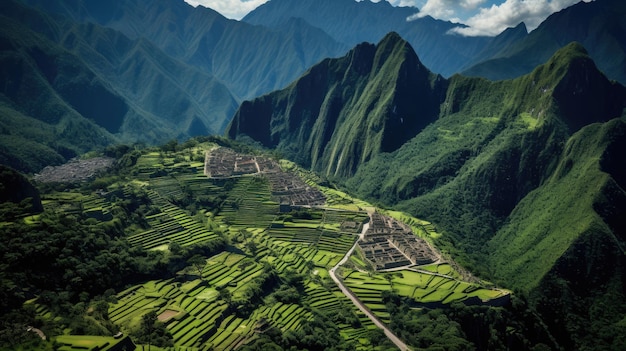 Les champs en terrasses qui entourent Machu Picchu