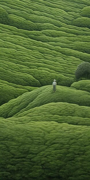 Des champs de thé vert sans fin, un mélange captivant de nature et d'art