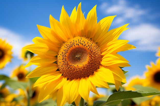 Les champs de tournesols rayonnants fleurissent