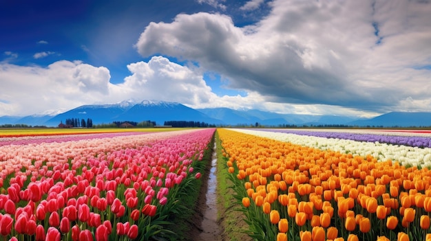 Champs de tulipes dans un champ de tulipes