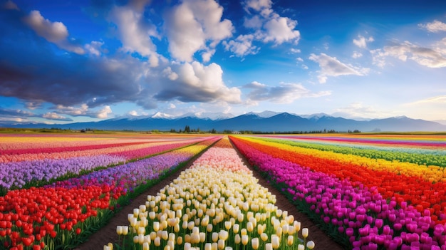 Des champs de tulipes dans un champ de tulipes