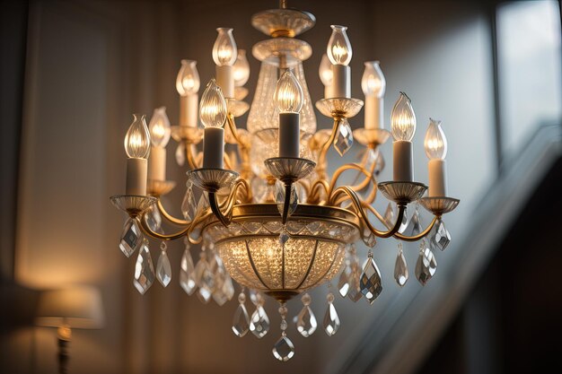 Chandelier de luxe isolé sur fond sombre ai génératif