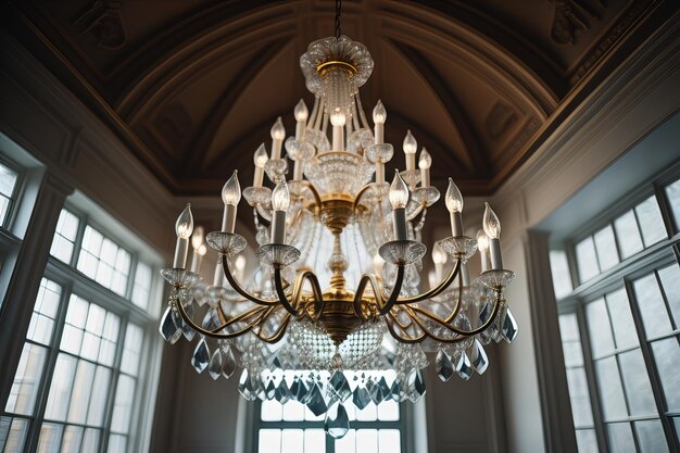 Photo chandelier de luxe isolé sur un fond sombre