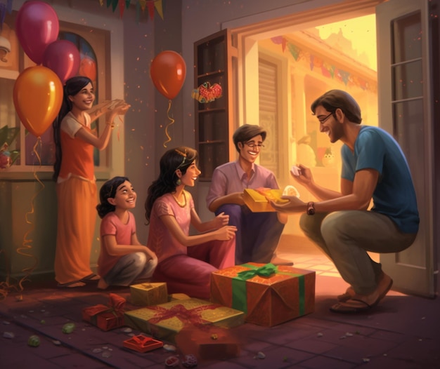 Échange de cadeaux de Diwali