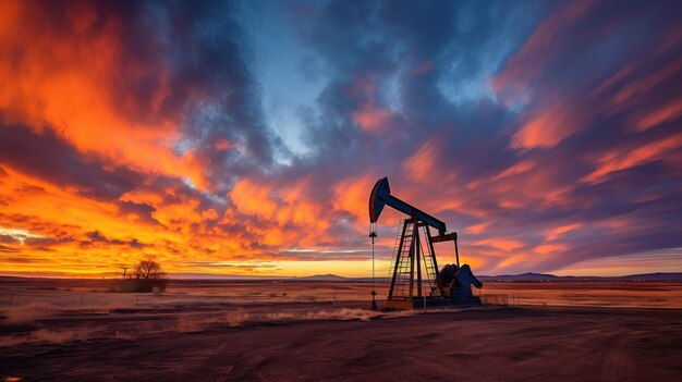 Photo le changement dans les prix du pétrole causé par la guerre concept de plafonnement des prix du pétrole des puits de forage dans les champs pétroliers du désert production de pétrole brut à partir du sol production de pétrole image générée par l'ia