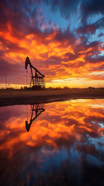 Photo le changement dans les prix du pétrole causé par la guerre concept de plafonnement des prix du pétrole des puits de forage dans les champs pétroliers du désert production de pétrole brut à partir du sol production de pétrole image générée par l'ia