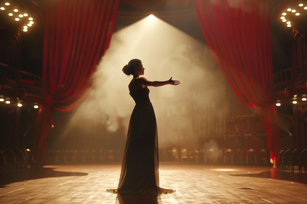 Photo une chanteuse d'opéra élégante sur scène.