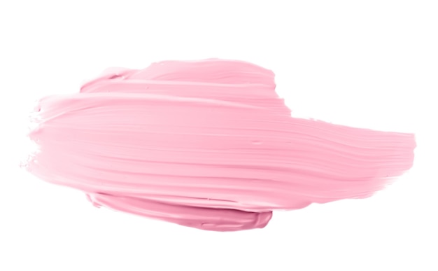 Échantillon de beauté rose pastel soins de la peau et maquillage texture de l'échantillon de produit cosmétique isolé sur fond blanc maquillage tache crème cosmétiques frottis ou coup de pinceau