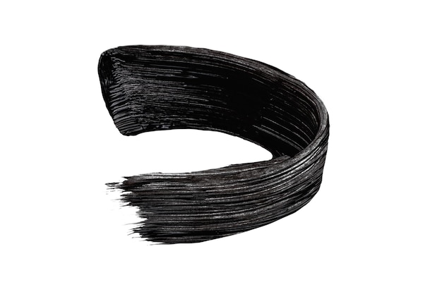 Échantillon de coup de pinceau de mascara noir isolé sur fond blanc Mascara cosmétique taché pour le design