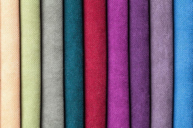 Échantillon de textile velours et velours de différentes couleurs, arrière-plan